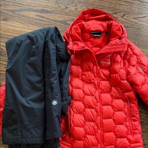 Marmot Red Puffer 800 Fill Jacket and Marmot Ski pants